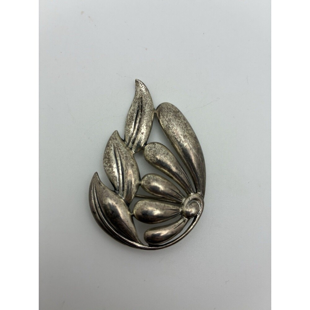 Danecraft Sterling Silver Floral Leaf Brooch Pin 26.64g Mid Century VTG